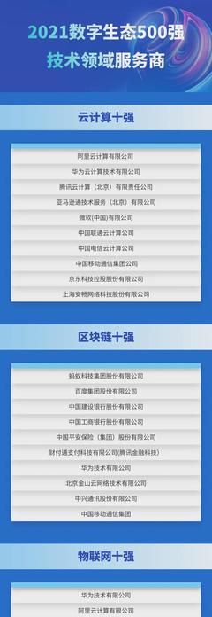 2021数字生态500强 行业数字化服务商、技术领域服务商与区域榜单深度解析